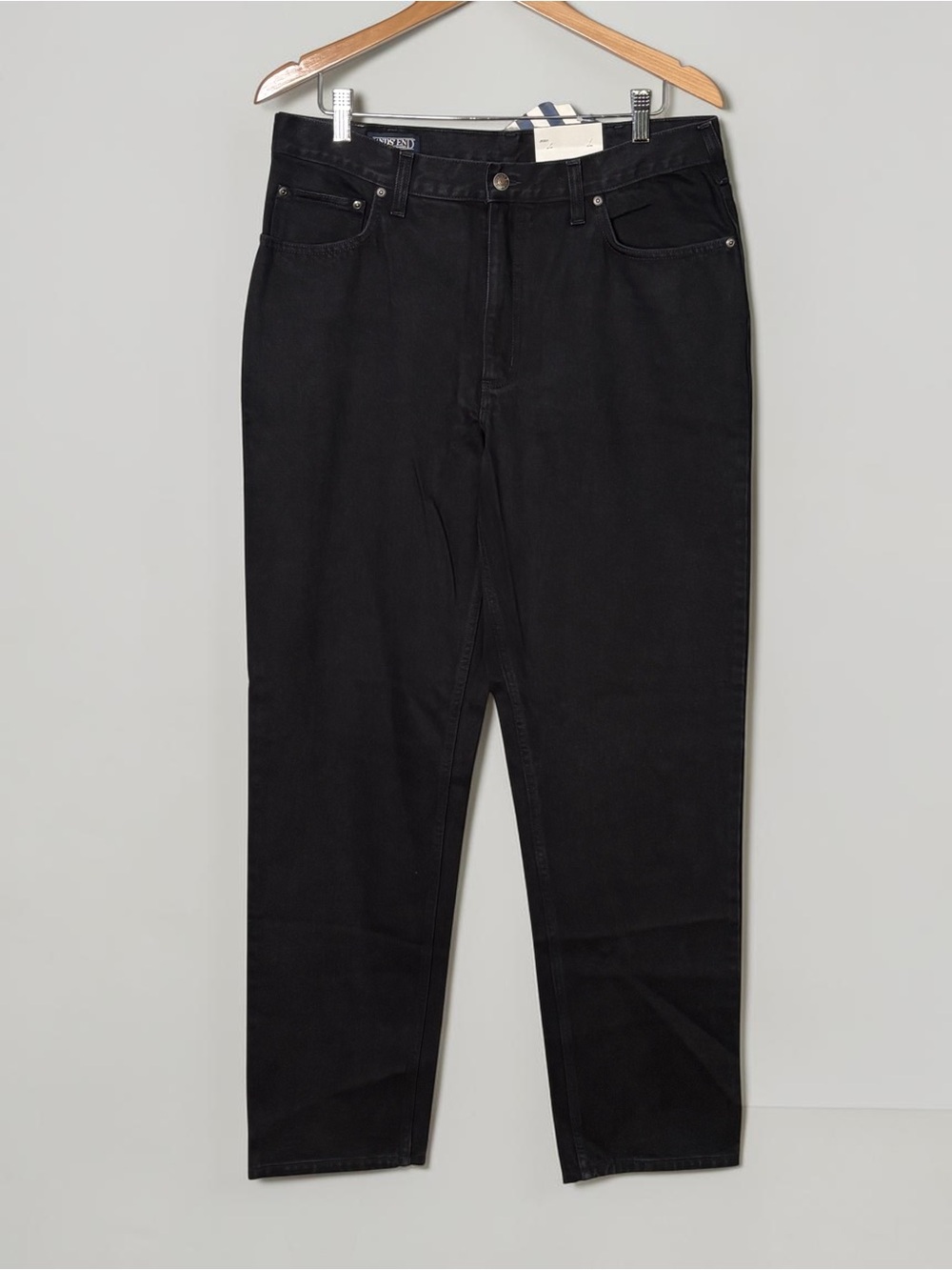 NWT VTG 90s Lands End Relaxed Fit Black Jeans 34x34 Deadstock - Picture 2 of 12